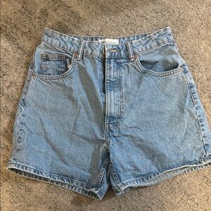Zara Blue Jean Shorts High-Waisted Relaxed Fit